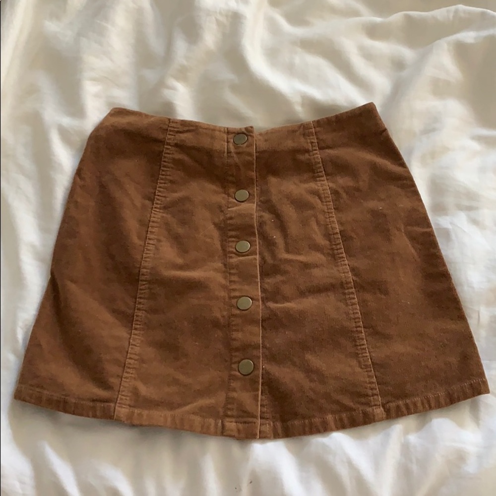 LF Brown Corduroy Mini A-Line Skirt